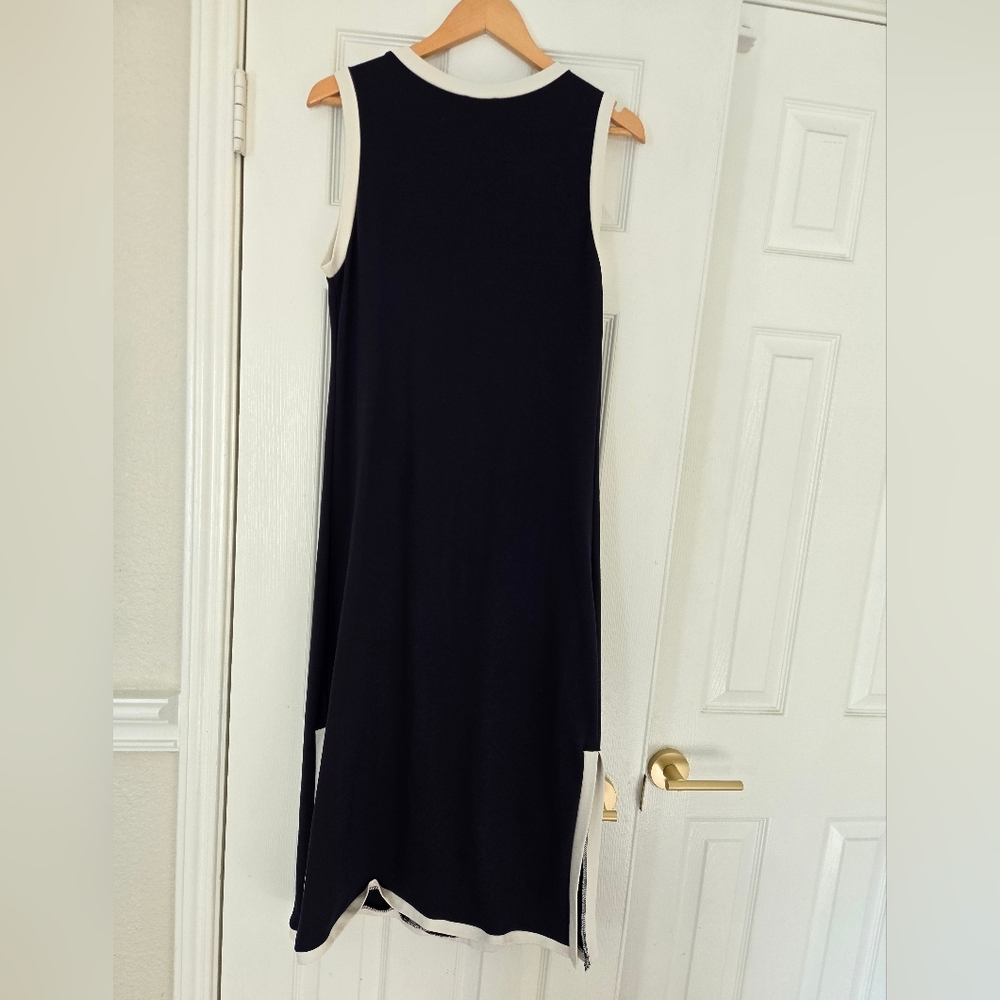 Nicole Miller Navy and Cream Button-Front Midi Dress - Picture 6 of 6